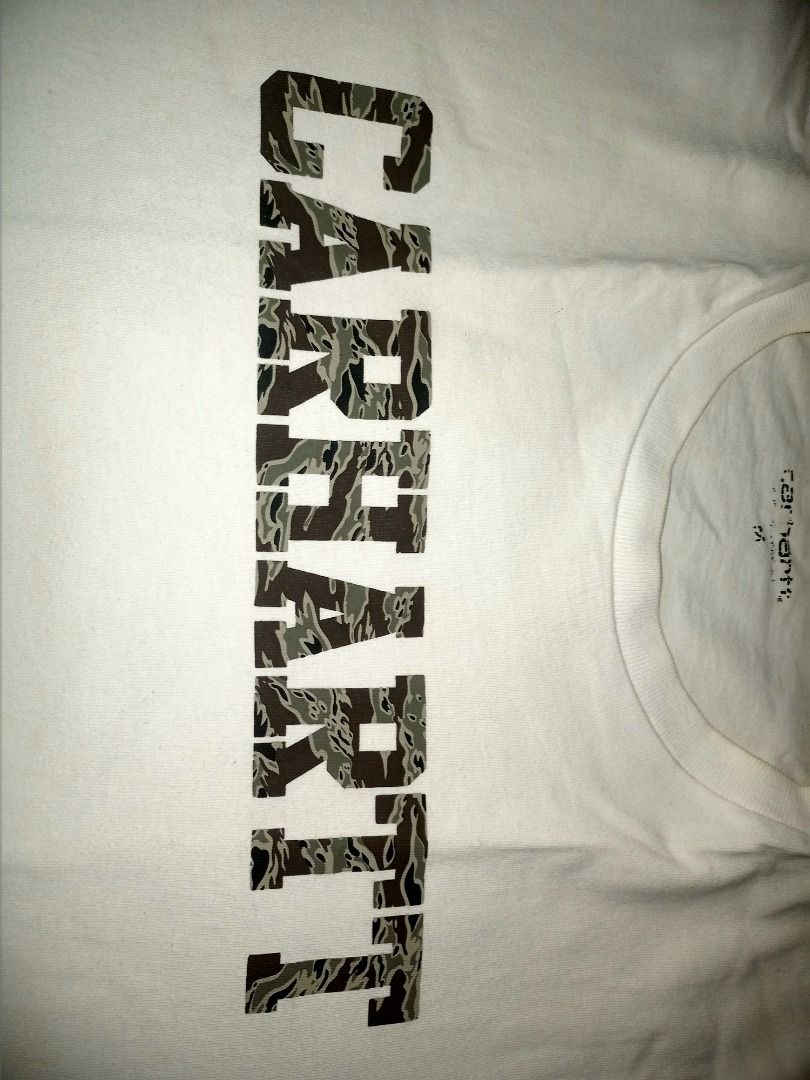 Carhartt Script Tee (Category: Tshirts & Polo Shirts ) located in Manila. Submitted by da666ul (Listing ID 1211674555, Image 2). Description: Carhartt Script Tee Size Medium 20x27.5 Issue Pinhole (Back).