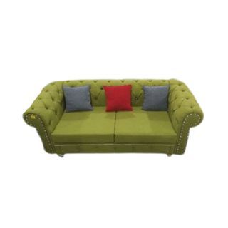 Chesterfield In Button Tufted 2 Seater In Caido Peridot Fabric