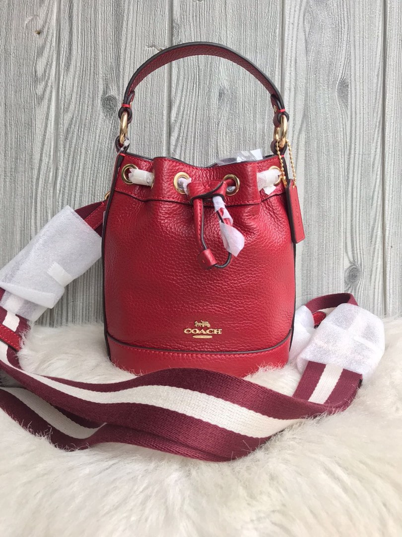 Coach Leather Dempsey Bucket Bag 15 Red, Luxury, Bags & Wallets on ...