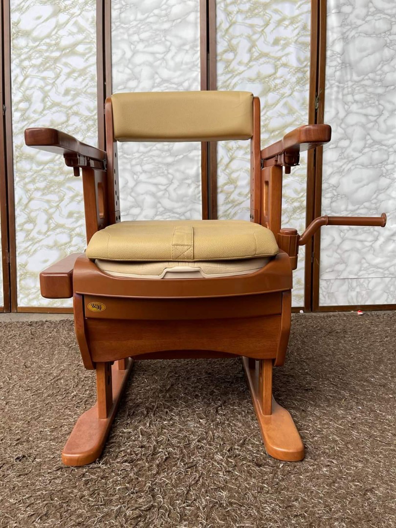 Commode Chair 21L x 22W x 18H in Solid heavy wood Leather seat