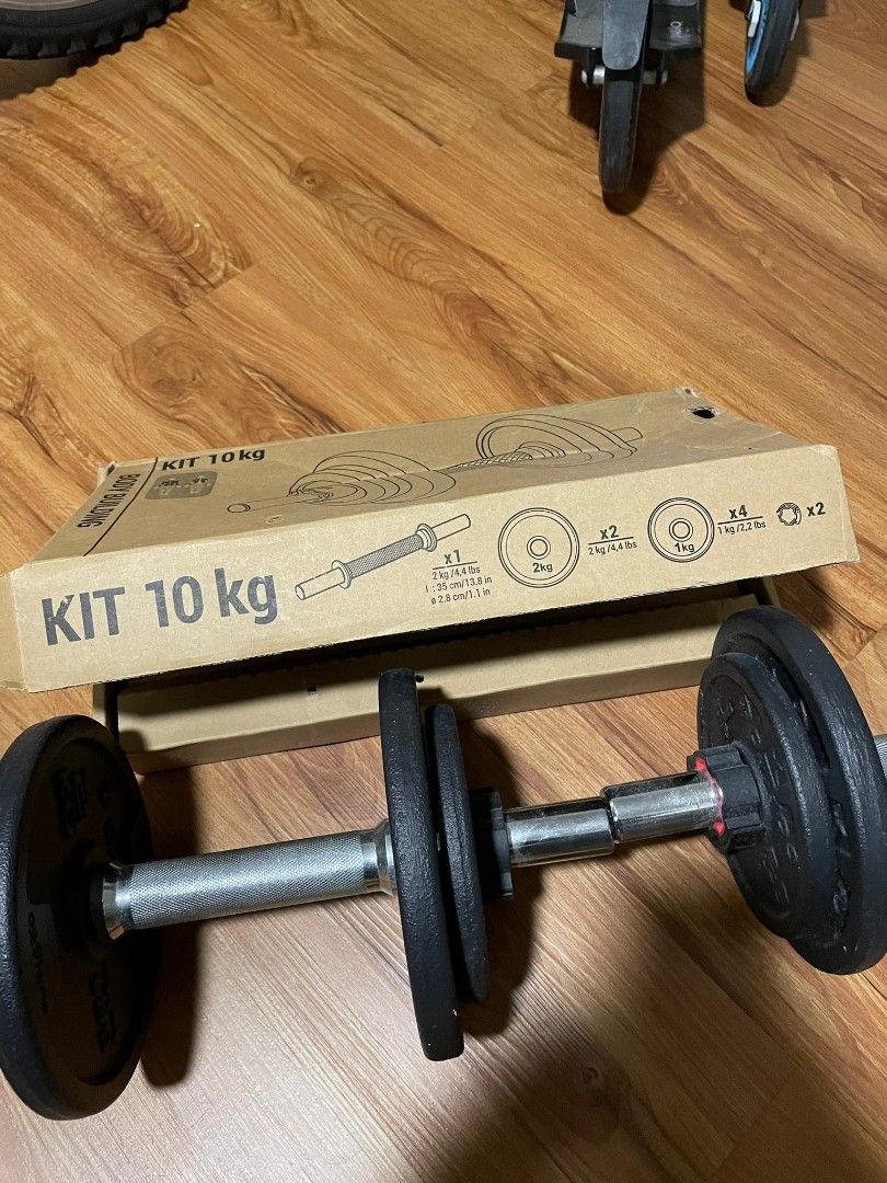 Decathlon weights dumbbells 10kg kit, Sports Equipment, Exercise