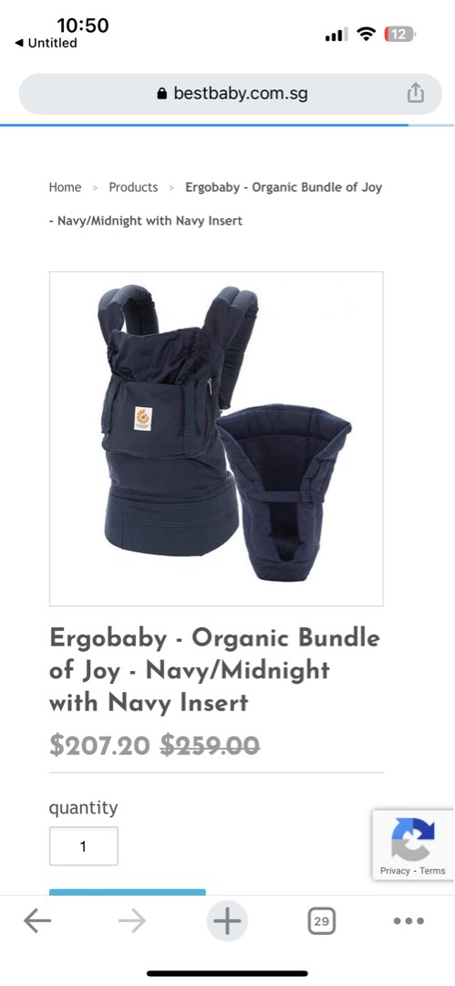 Ergobaby bundle of joy navy discount