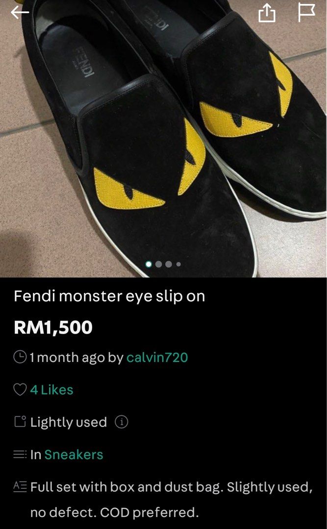 Fendi monster top slip on sneakers
