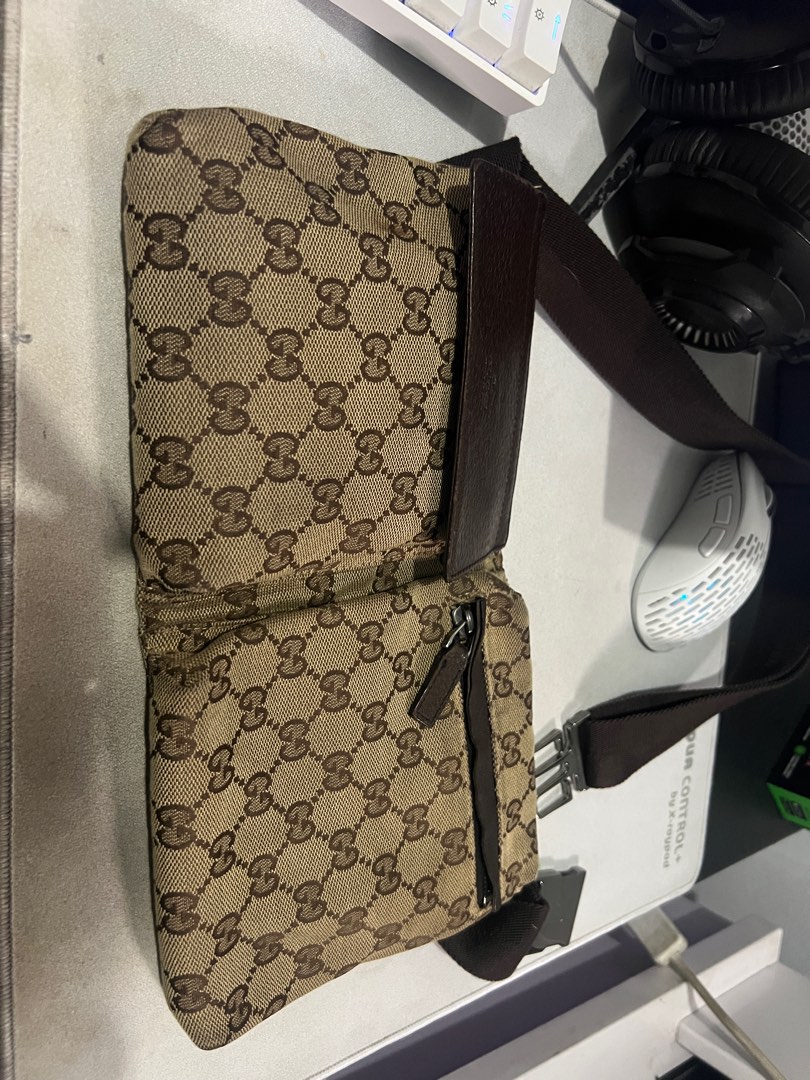 Gucci Double Pocket Monogram Crossbody Bag, Luxury, Bags & Wallets on