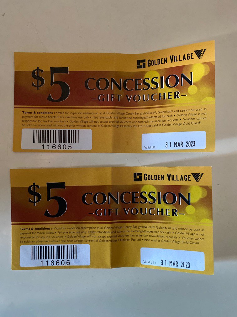 GV Concession Gift voucher, Tickets & Vouchers, Vouchers on Carousell