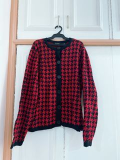 Houndstooth Button-down Cardigan
