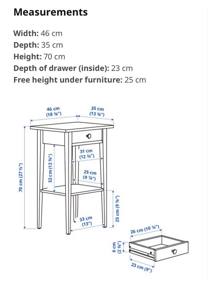 IKEA Bedside Table Hemnes, Furniture & Home Living, Furniture, Tables