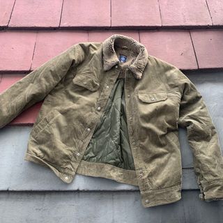 Jaket sherpa corduroy army