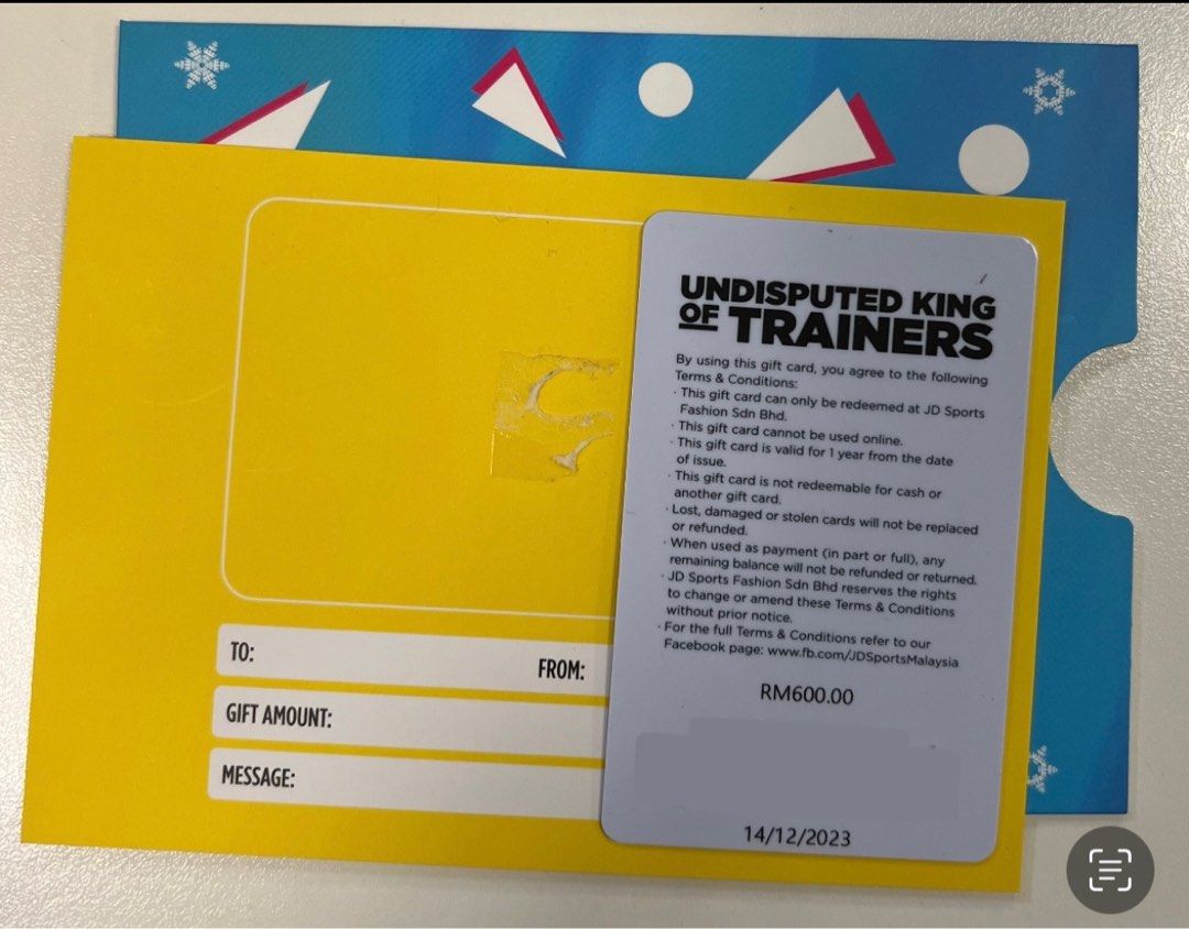 JD SPORTS GIFT CARD RM600, Tickets & Vouchers, Store Credits on Carousell