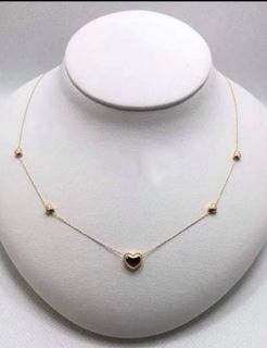 K18 Japan Gold Heart Station Necklace