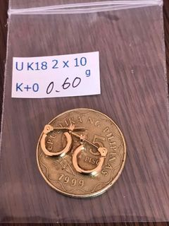 K18 Japan Gold Huggie Hoop Earrings 2 x 10 mm ❤️