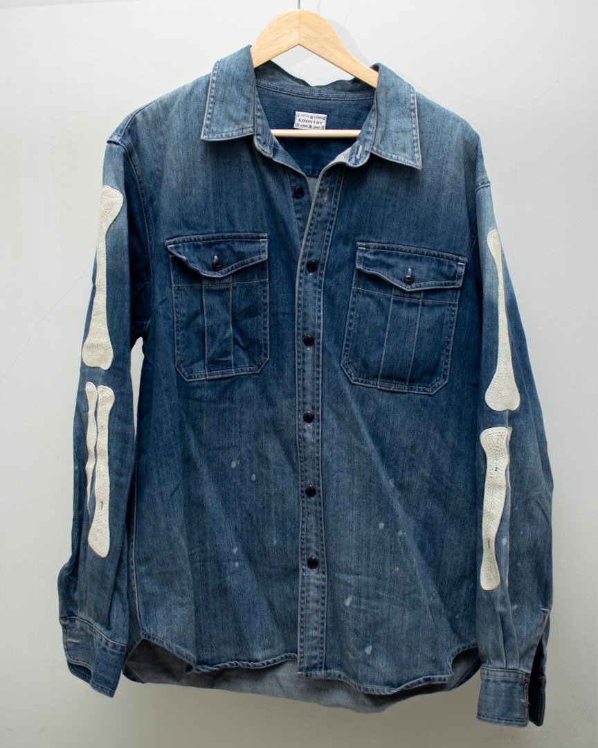 Kapital Kountry Japan Knitted Washed Skeleton Denim Jacket Jeans, Men's ...