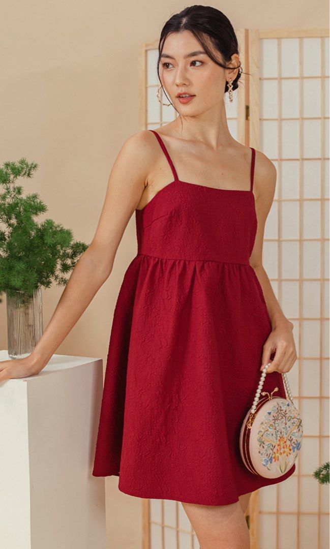 Red fit and online flare mini dress