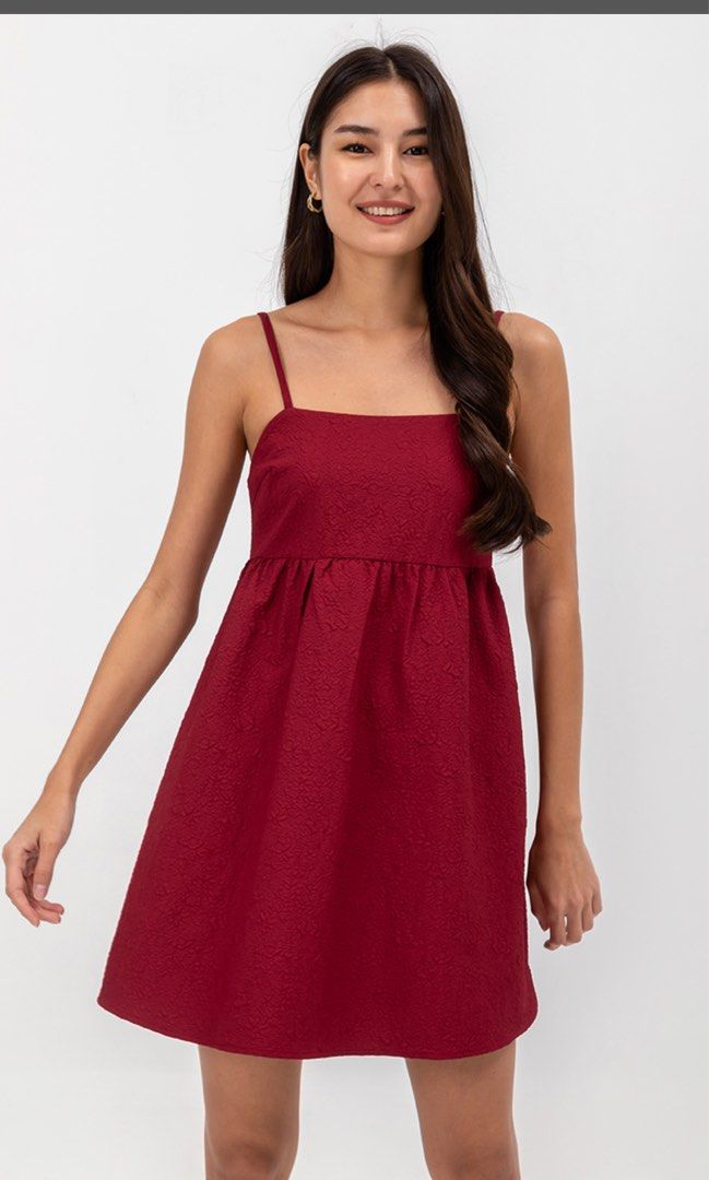 Red fit and online flare mini dress