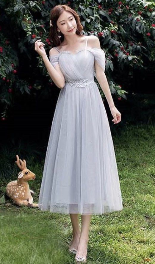 Light grey bridesmaid dress Women s Fashion Dresses Sets