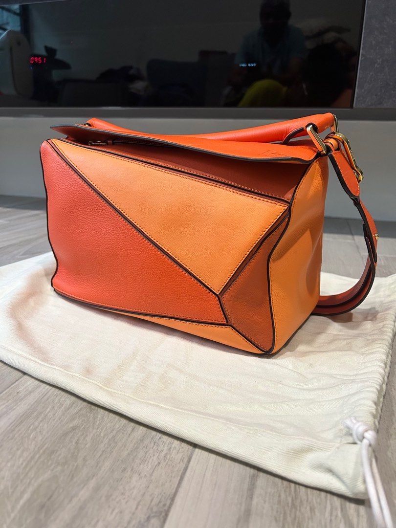 LOEWE Puzzle Mini Leather Shoulder Bag Orange