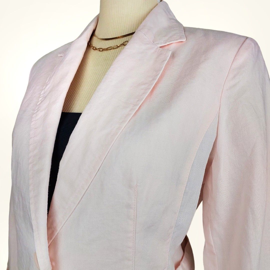 Lt. Pink linen blazer, Women's Fashion, Coats, Jackets and Outerwear on