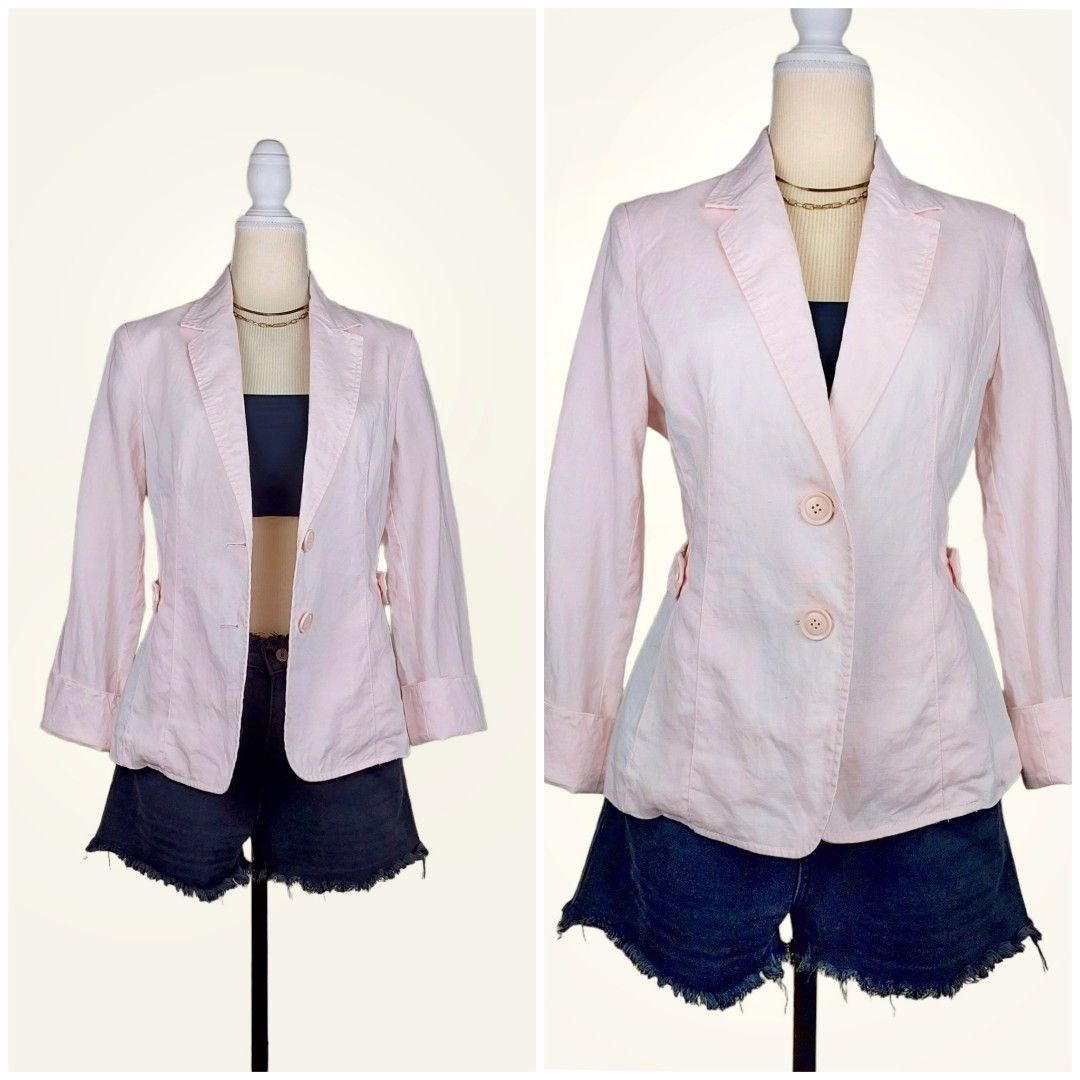Lt. Pink linen blazer, Women's Fashion, Coats, Jackets and Outerwear on