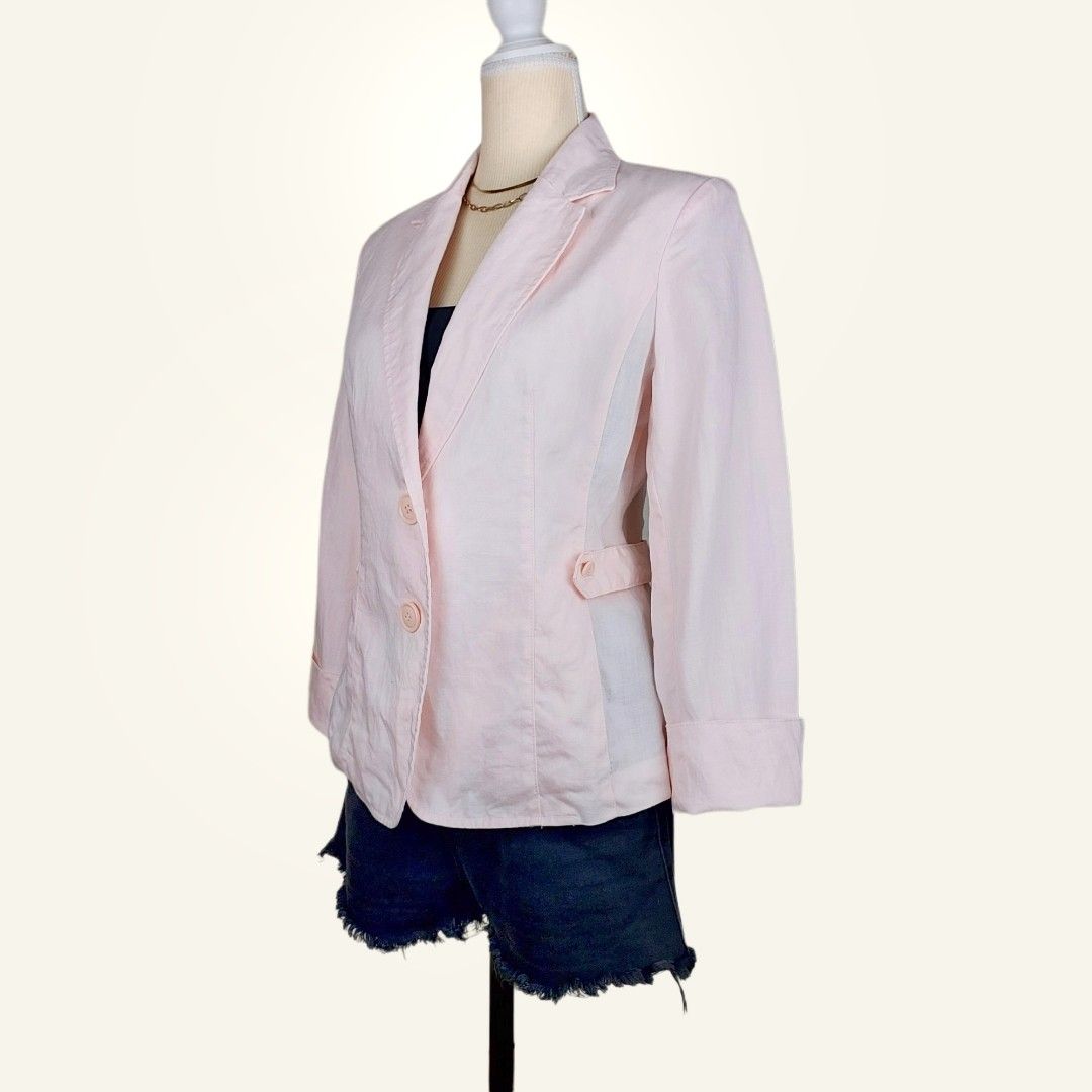 Lt. Pink linen blazer, Women's Fashion, Coats, Jackets and Outerwear on