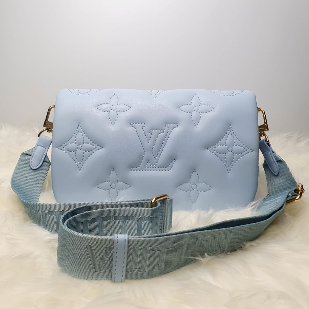 Louis Vuitton Wallet On Strap Bubblegram Blue Glacier in Calfskin