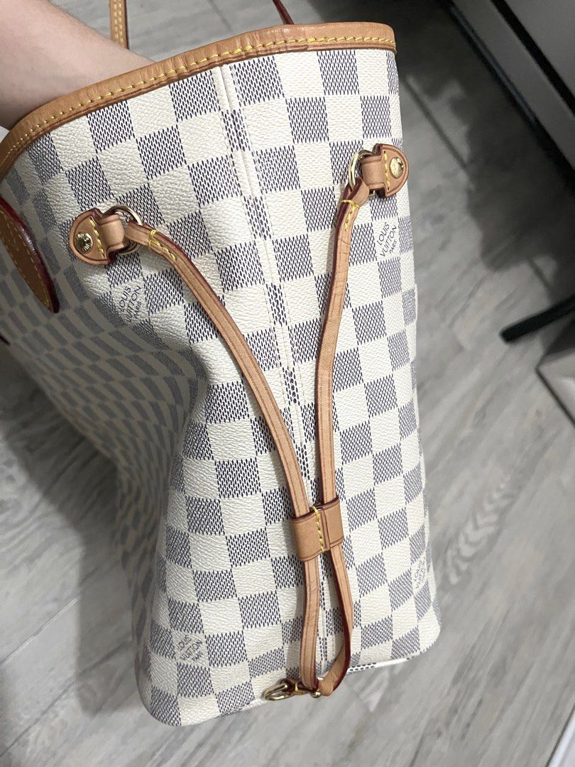 LV NEVERFULL DAMIER AZUR MM TOTE BAG, Luxury, Bags & Wallets on Carousell