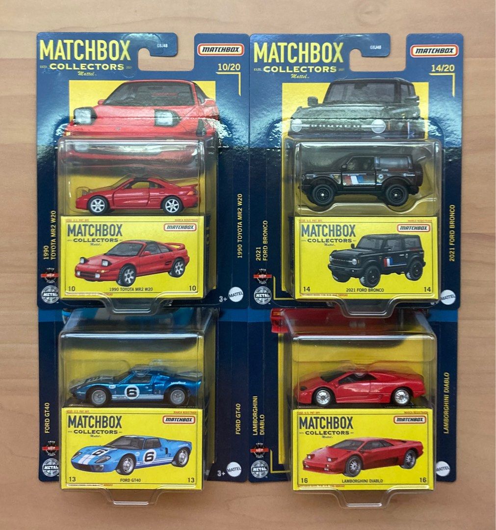 Matchbox Collectors Set Toyota MR2 SW20, Ford Bronco, Ford GT40, Diablo Selections