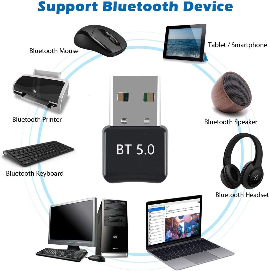 Maxesla USB Bluetooth 5.0 Adapter Dongle Wireless Bluetooth Transmitter  Receiver for Windows 10/8.1/8 / 7 / XP Laptop PC for Bluetooth Speaker