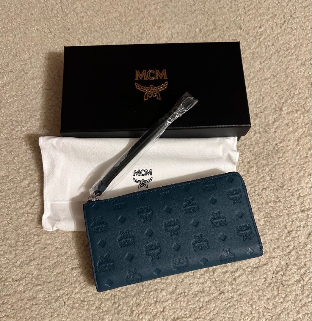 Mcm Klara Monogram Leather Flap Wallet in Black