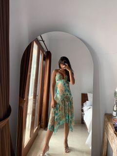 midi green vintage dress