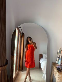 midi orange dress