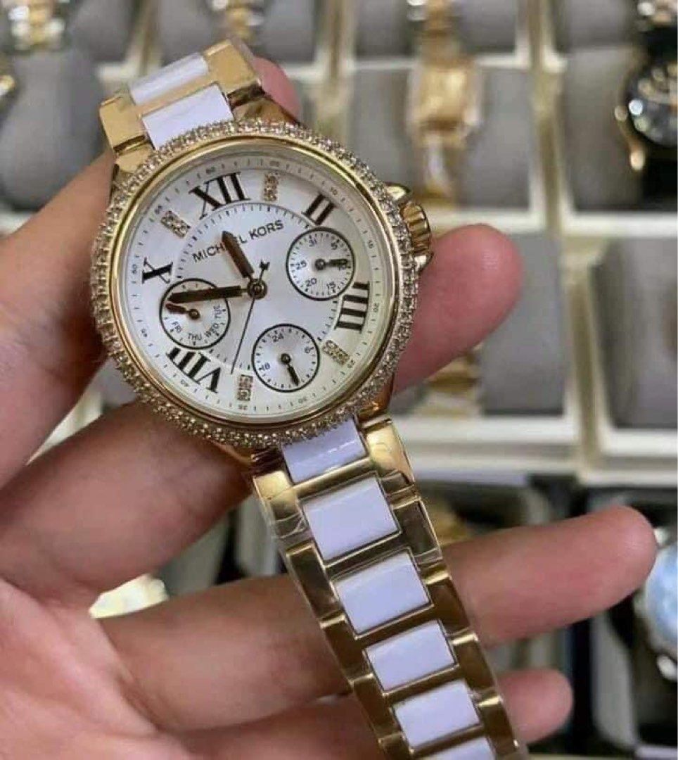 MK ACETATE WHITE GOLD WITH STONE AUTHENTIC WATCH Women s Fashion Watches Accessories Watches on Carousell