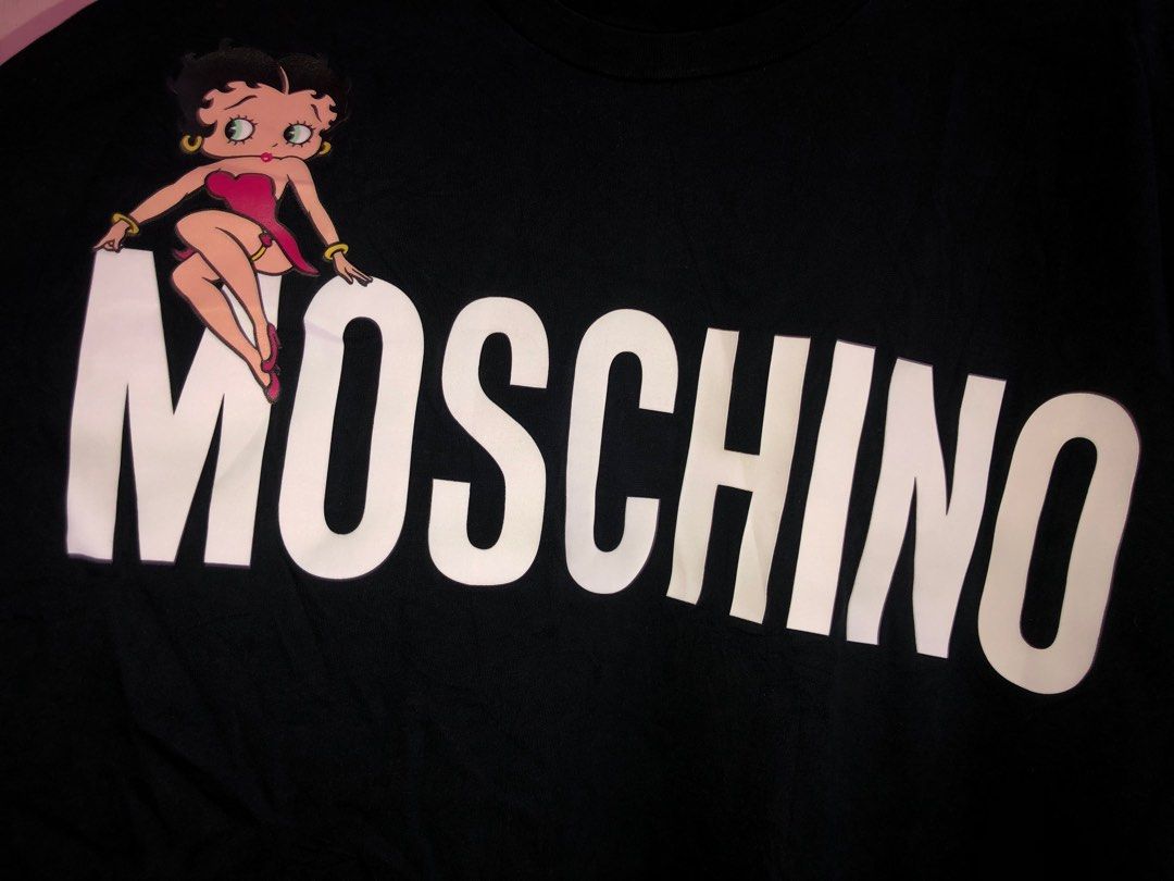 moschino betty boop shirt medium to large 21.5x29 unisex oversized Men s Fashion Tops Sets Tshirts Polo Shirts on Carousell