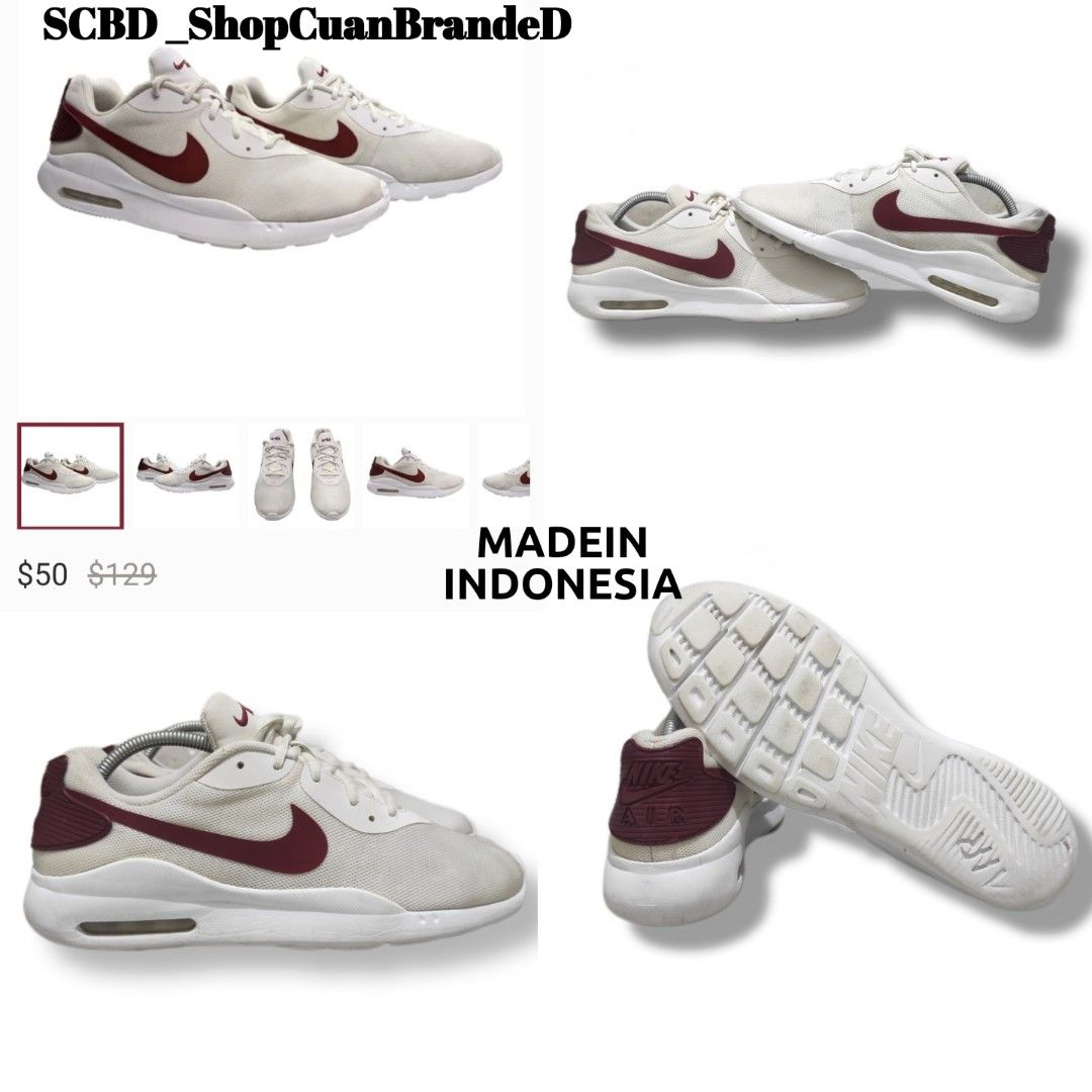 Nike Air Max Oketo Men's Cream u0026 Maroon Running Shoes Size 42.5 insole  27cm, AQ2235-101 Original Second Branded, Fesyen Pria, Sepatu , Sneakers di  Carousell