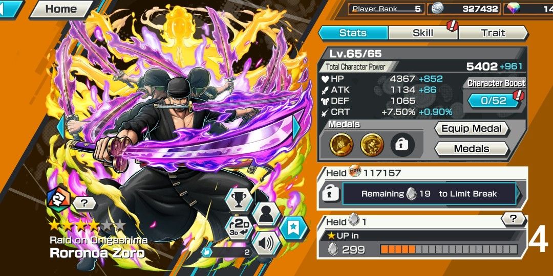 OPBR One Piece Bounty Rush Account Zoro Onigashima Extreme Legendary