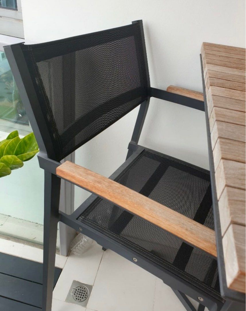 PHI PHI Outdoor High table with chair. Teak wood and grey power coated ...