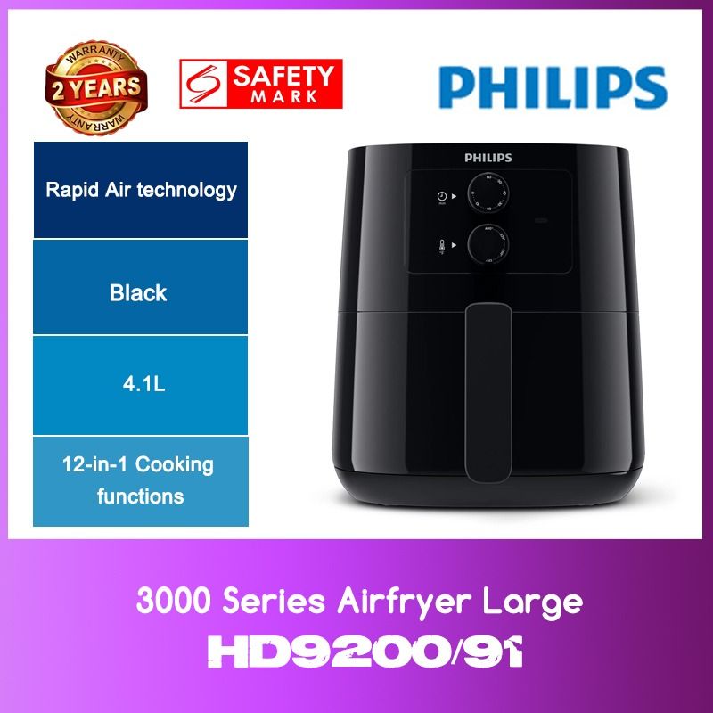 Philips 3000 Series Air Fryer, 4.1 Liter, 1400 Watt, White - HD9200-20 (  International Warranty )