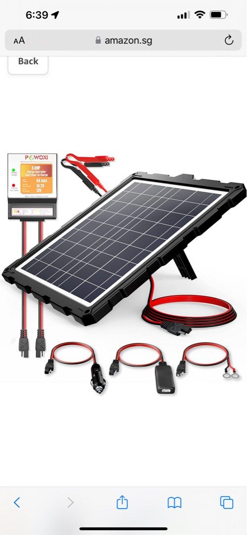 POWOXI - Manutentore Batteria Solare Da 20W Con Regolatore PWM, Kit Pannello Solare 12V Per Auto, Camper, Moto E Barca (Update 2024)