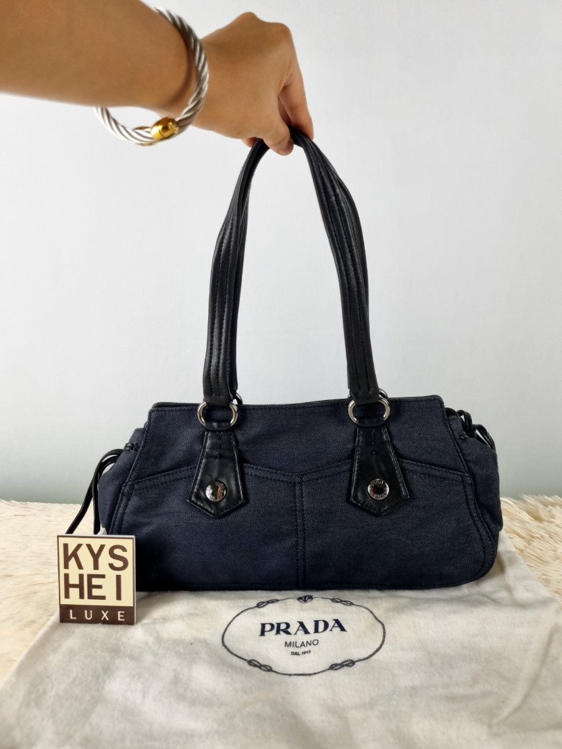 Prada Denim shoulder bag, Luxury, Bags & Wallets on Carousell