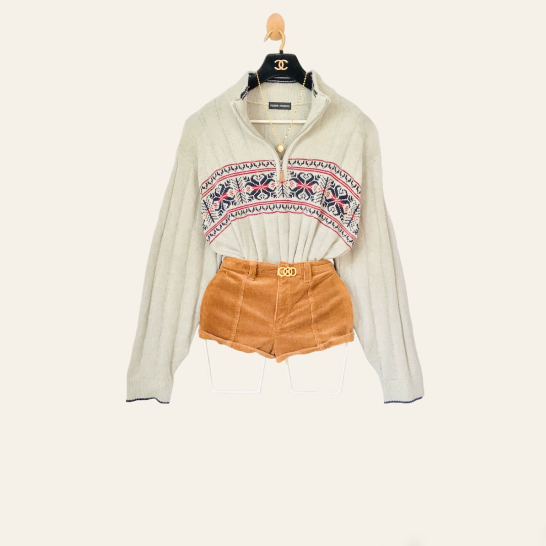 Cozy Fuzzy Half Zip Sweater With Slight Stretch
