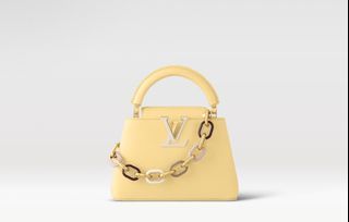 Pre-owned Louis Vuitton Safran Yellow Leather Mini Capucines Bag