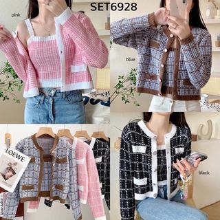 Set06928 setelan cardigan dan tanktop cardigan korea cardigan rajut import cardigan import
