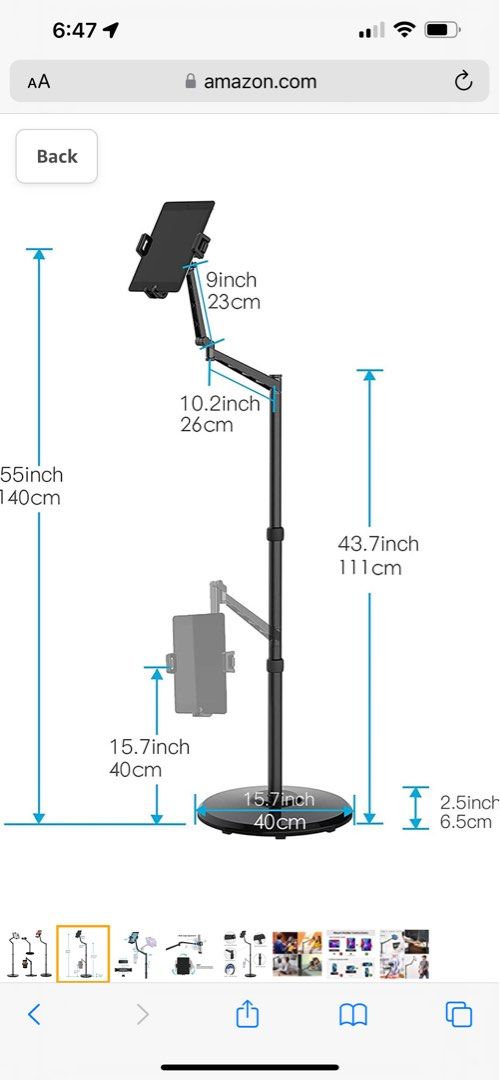 Smatree Tablet Floor Stand, 360 Degree Rotating with Height Adjustable