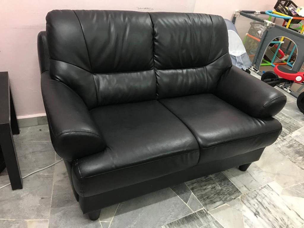 Sofa Set PVC Black 2 Seater 3 Seater PVC Sofa Nico, Furniture & Home