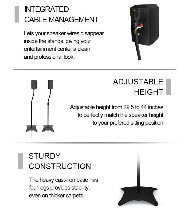 Speaker stand for satellite speaker mount surround sound adjustable
