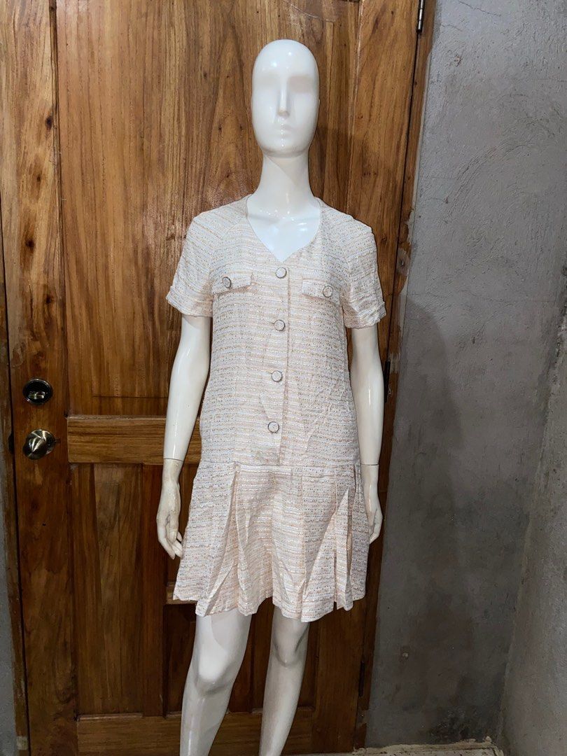 tweed dress with shirt