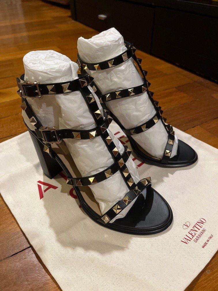 Valentino Rockstud Heels Sandals Nero Luxury Sneakers Footwear