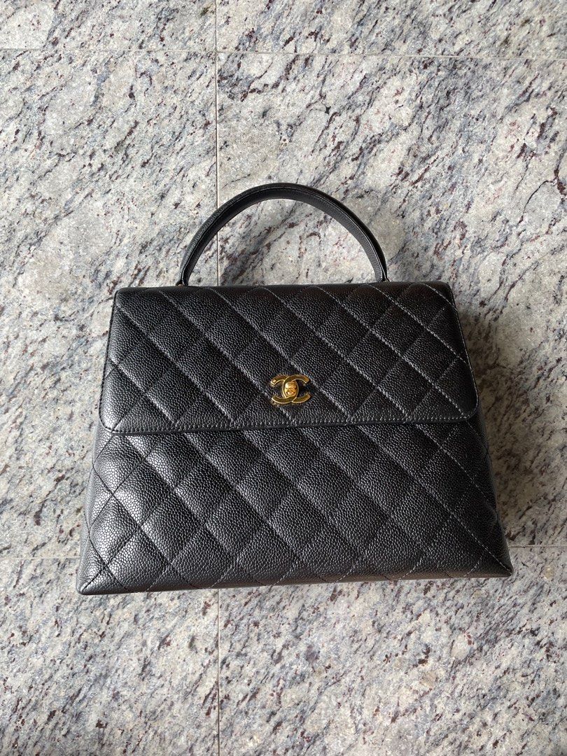 Not available) Vintage Chanel quilted Kelly top handle caviar