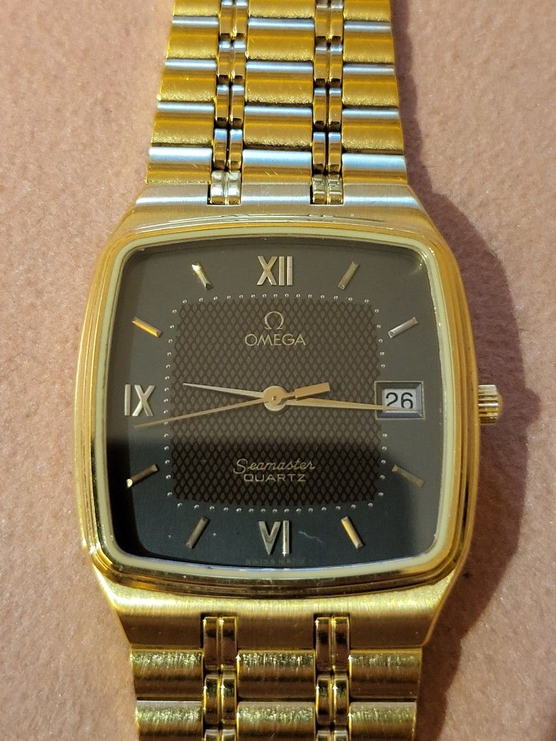 vintage omega seamaster monte carlo quartz with papers 1983, 名牌, 手錶 Carousell