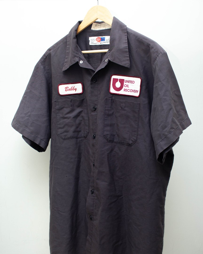 Vintage Work Shirt Team Wear USA Very Rare Kemeja Kerja, Men's Fashion ...