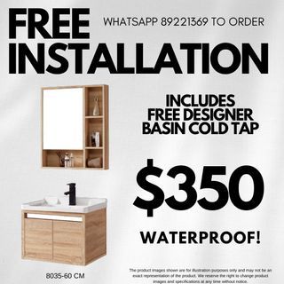 WATERPROOF FREE INSTALLATION bathroom vanity basin cabinet free tap free installation vanity set 8035-60cm
